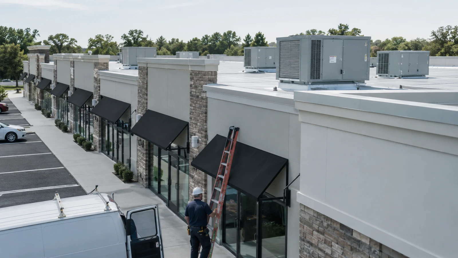 Illustration of rooftop HVAC equipment on a commercial property
